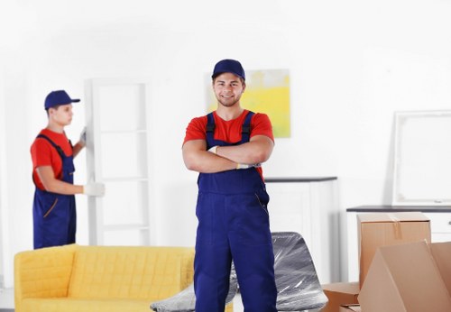 Household furniture being prepared for storage during a move in Pinner
