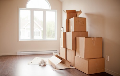 Family packing boxes for mobile self storage in Pinner