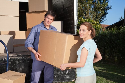 Office technology and furniture being prepared for relocation