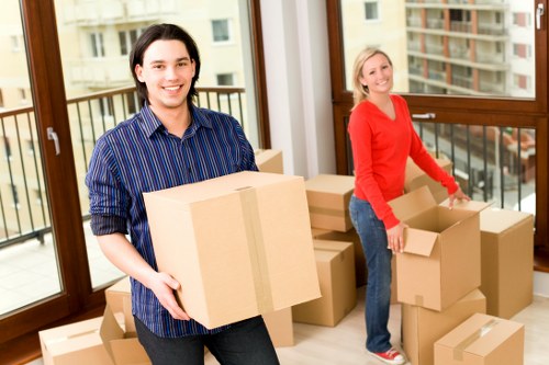 Household belongings organized in a secure storage unit in Pinner